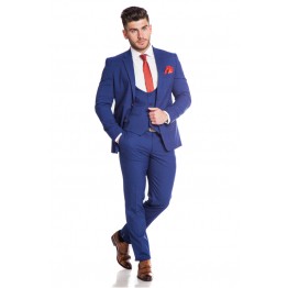 Costum Andreas, albastru in carouri visinii
